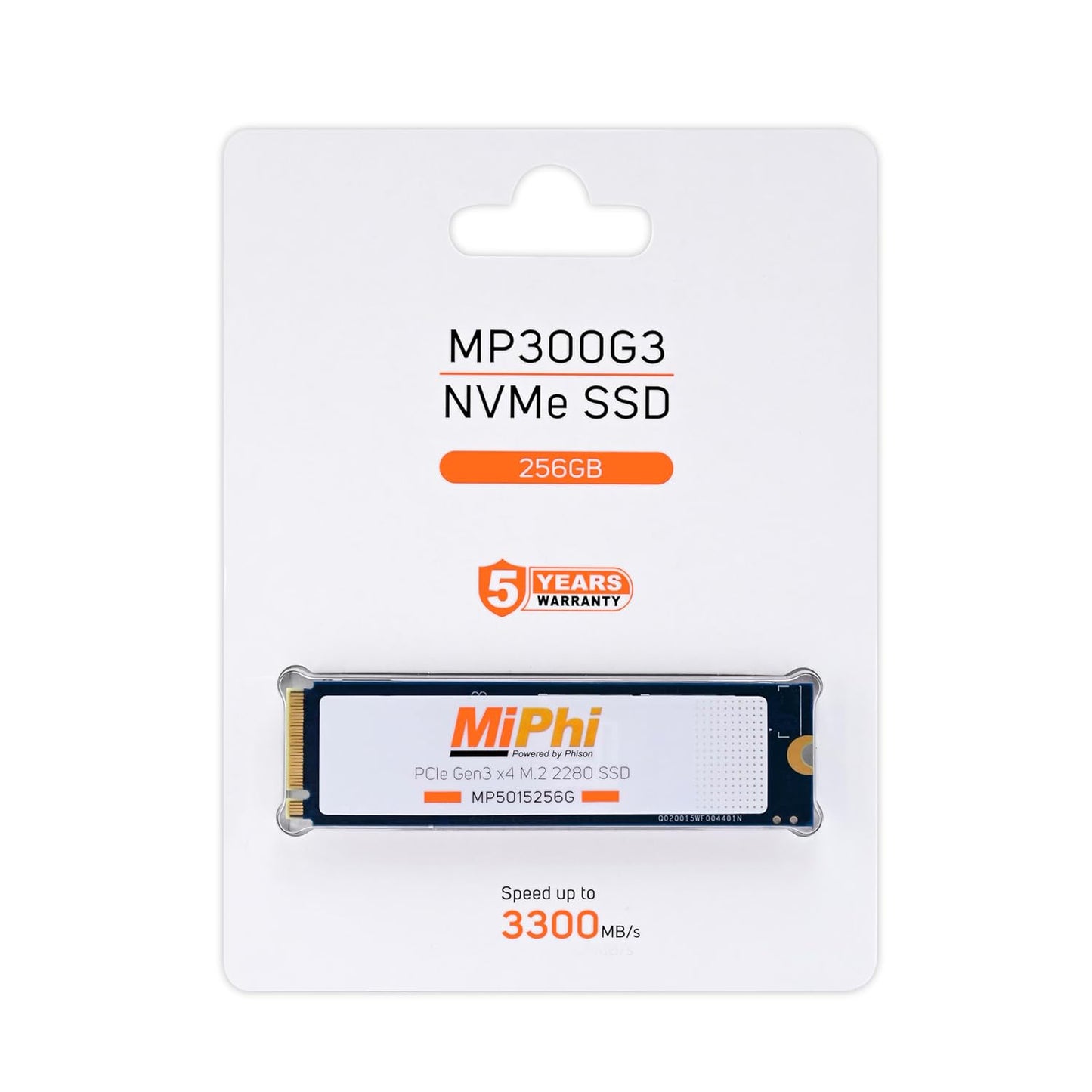 MiPhi MP300G3 256GB NVMe PCIe Gen3x4 M.2 2280 SSD (1-Cut)