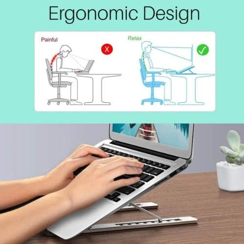 Ranz Laptop Cooling Pad Stand | Adjustable Ergonomic Aluminum Alloy Laptop Stand with Anti-Slip Pads & Hollow Airflow Design | Fits up to 15-Inch Laptops
