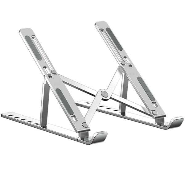 Ranz Laptop Cooling Pad Stand | Adjustable Ergonomic Aluminum Alloy Laptop Stand with Anti-Slip Pads & Hollow Airflow Design | Fits up to 15-Inch Laptops
