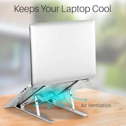 Ranz Laptop Cooling Pad Stand | Adjustable Ergonomic Aluminum Alloy Laptop Stand with Anti-Slip Pads & Hollow Airflow Design | Fits up to 15-Inch Laptops