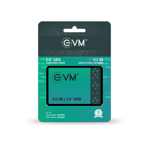 512GB 2.5" SATA III Internal Solid State Drive (SSD) EVM – 550MB/s Read | 500MB/s Write | 3D NAND | Reliable High-Speed Performance