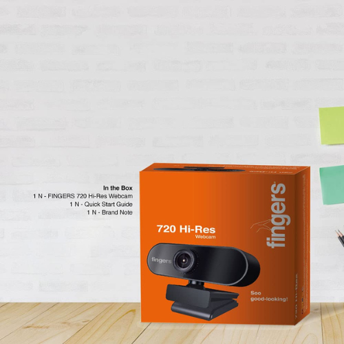 FINGERS 720 Hi-Res HD Webcam with 720p Wide Angle Lens & Built-in Microphone for PC, Desktop & Laptop – HD Video Calling & Recording (1280 × 720 Pixels)