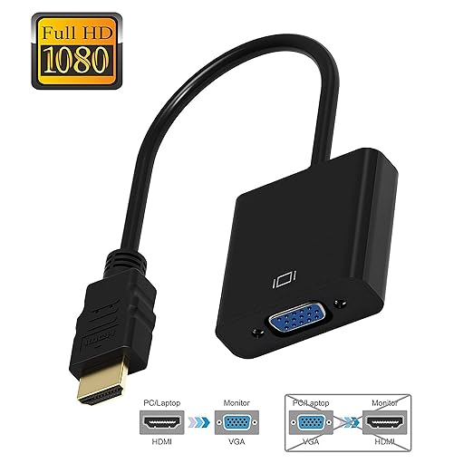 Ranz HDMI to VGA Adapter Cable | HDMI Male to VGA Female Converter | Full HD 1080p | Plug & Play