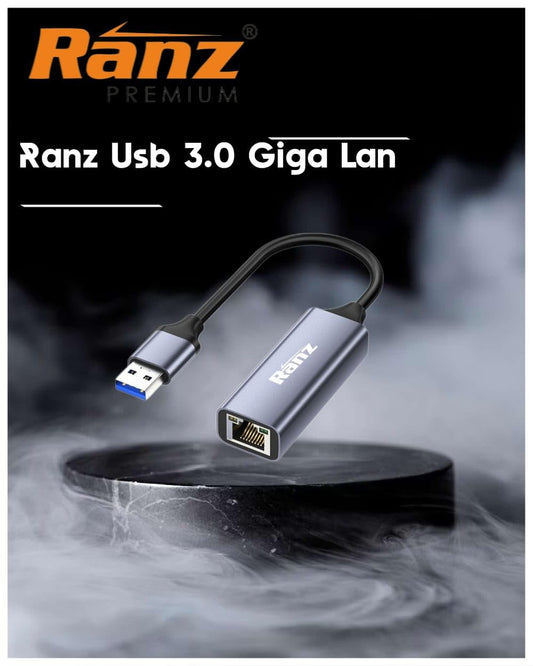 Ranz USB to LAN Adapter 3.0V Zebra | High-Speed Gigabit Ethernet | Aluminium Alloy | Plug & Play