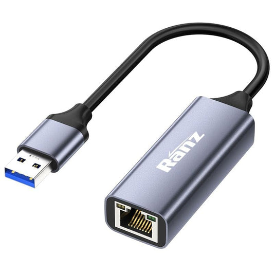 Ranz USB to LAN Adapter 3.0V Zebra | High-Speed Gigabit Ethernet | Aluminium Alloy | Plug & Play