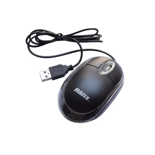 Ranz Wired USB Optical Mouse 001 | LED Light, 1.2m Cable, Plug & Play
