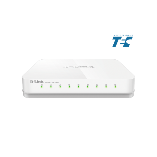 8-Port D-Link Unmanaged Gigabit Network Switch DGS-1008A | 10/100/1000 Mbps Gigabit Ethernet LAN Ports | Energy-Efficient, Compact Design, Plug & Play High-Speed Networking