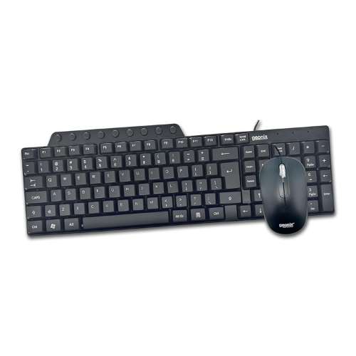 Geonix Cocoa C2 Wired Keyboard and Mouse Combo with 105 Keys | 9 Multimedia Keys | 1200 DPI Optical Mouse | 1 Year Warranty - Black
