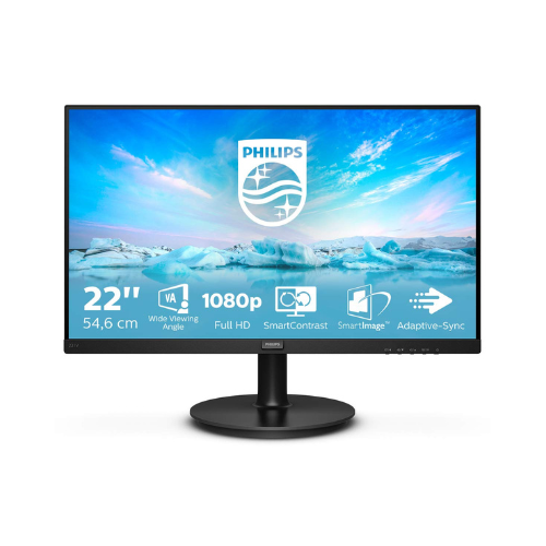 21.5" Philips 221V8/94 Full HD LED Monitor – VA Panel | 75Hz | Borderless Design | Flicker-Free | VESA Mount | HDMI + VGA