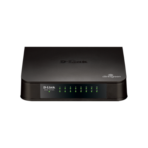 16-Port D-Link Unmanaged Network Switch DES-1016A | 10/100 Mbps Fast Ethernet Ports | Green Technology, Energy Efficient, Plug & Play
