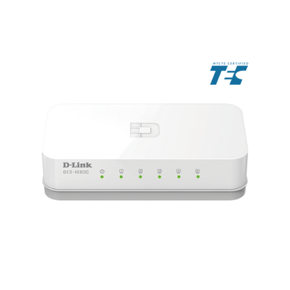5-Port D-Link Unmanaged Network Switch DES-1005C | 10/100 Mbps LAN Ports | Plug & Play, Energy Efficient, Compact Design
