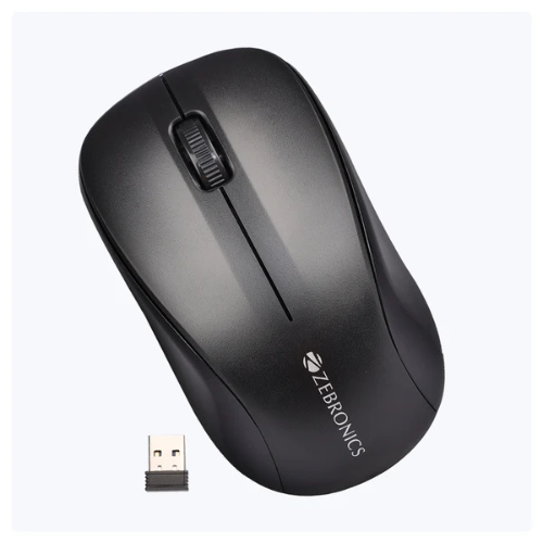 Zebronics Zeb-Pace Wireless Mouse | 2.4GHz | 1200 DPI High Precision | USB Nano Receiver | Power Saving Mode | Ergonomic Design – Black