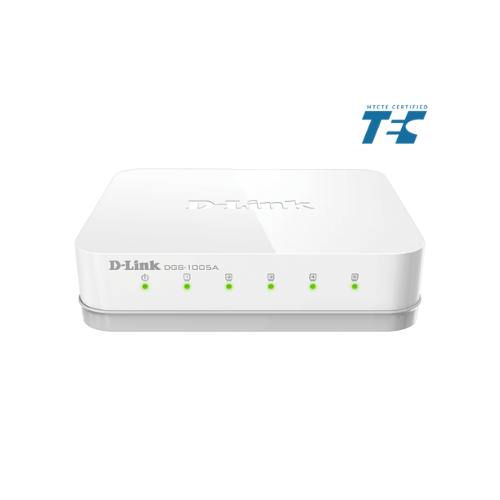 5-Port D-Link Gigabit Unmanaged Network Switch DGS-1005A | 10/100/1000 Mbps Gigabit Ethernet LAN Ports | Energy-Efficient, Compact Design, Plug & Play Networking