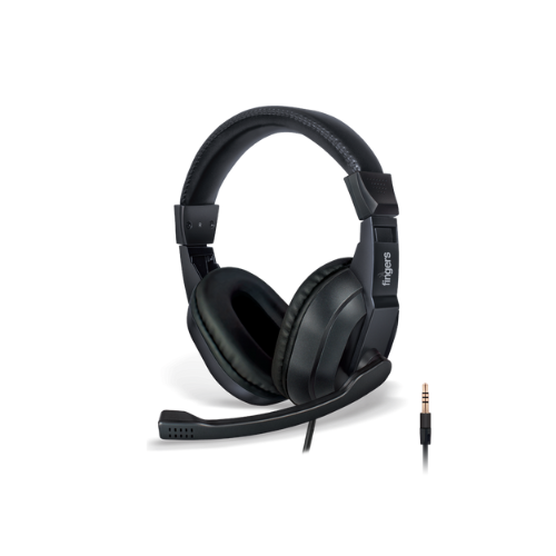 FINGERS S10 Wired On-Ear Headphones with Adjustable Mic | Crystal Clear Sound | 40 mm Drivers | Single 3.5 mm Connector for Mobile Phones – Black