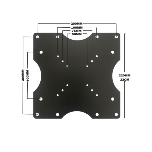 Universal VESA Mount Plate 200x200mm – Converts 50x50mm, 75x75mm, 100x100mm, 200x200mm | Steel TV & Monitor Mount Extension-Black