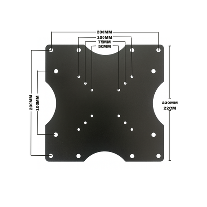 Universal VESA Mount Plate 200x200mm – Converts 50x50mm, 75x75mm, 100x100mm, 200x200mm | Steel TV & Monitor Mount Extension-Black