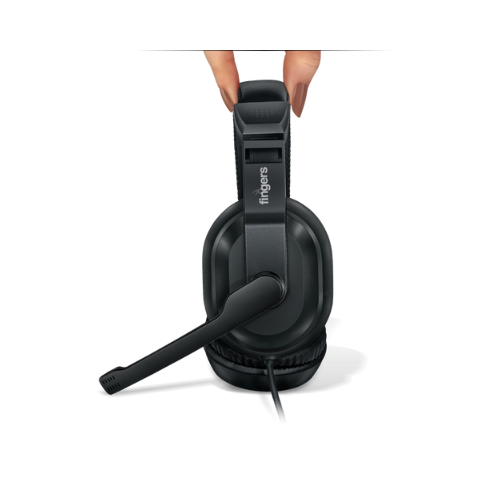 FINGERS S10 Wired On-Ear Headphones with Adjustable Mic | Crystal Clear Sound | 40 mm Drivers | Single 3.5 mm Connector for Mobile Phones – Black