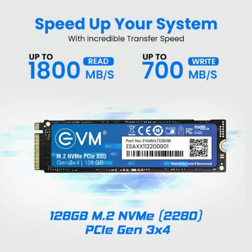 128GB M.2 2280 NVMe PCIe Gen 3×4 EVM SSD (1-Cut) | Up to 1800MB/s Read & 700MB/s Write | 3D TLC NAND | Ultra-Compact High-Speed Storage