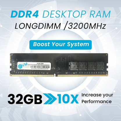 32GB DDR4 Desktop RAM 3200MHz EVM – High-Speed Memory for Gaming, Office & Creative Work | Low Power | 10 Years Warranty (EVMT32G2666U88P)