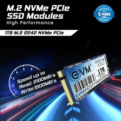 1TB M.2 2242 PCIe Gen 3×4 NVMe 2242 SSD EVM (1-Cut) – 2100MB/s Read | 1900MB/s Write | 3D TLC NAND | Ultra-Compact High-Speed Drive