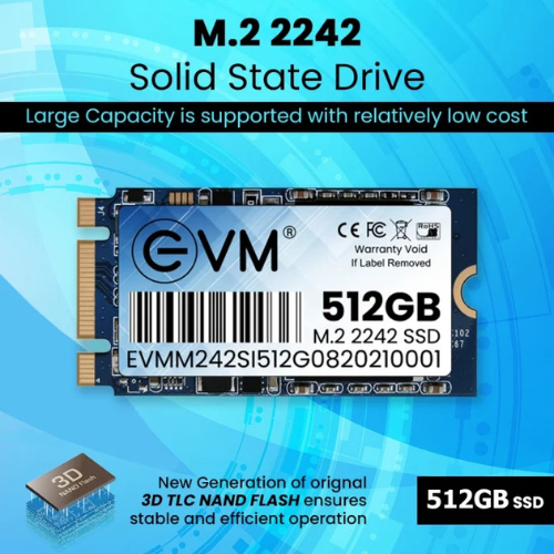 512GB M.2 2242 SATA III Internal SSD EVM (2-Cut) – 520MB/s Read | 460MB/s Write | 3D NAND | Ultra-Compact, High-Performance Storage