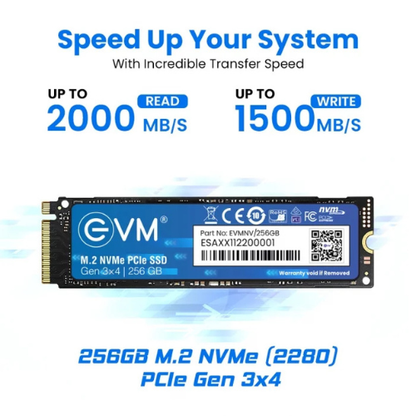 256GB M.2 2280 NVMe PCIe Gen 3×4 EVM SSD (1-Cut) | Up to 2000MB/s Read & 1500MB/s Write | 3D TLC NAND | Ultra-Compact High-Speed Storage