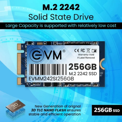 256GB M.2 2242 SATA III Internal Solid State Drive (SSD) EVM (2-Cut) - 520MB/s Read | 400MB/s Write | 3D NAND | Ultra-Compact High-Speed Storage