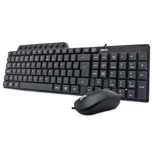 Geonix Cocoa C2 Wired Keyboard and Mouse Combo with 105 Keys | 9 Multimedia Keys | 1200 DPI Optical Mouse | 1 Year Warranty - Black