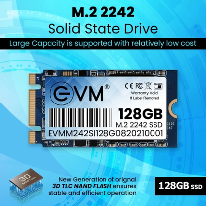 128GB M.2 2242 SATA III Internal Solid State Drive (SSD) EVM (2-Cut) – 520MB/s Read | 400MB/s Write | 3D NAND | Ultra-Compact Storage