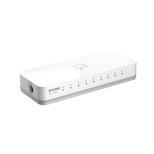 8-Port D-Link Unmanaged Network Switch DES-1008C | 10/100 Mbps LAN Ports | Compact, Energy Efficient, Plug & Play Design