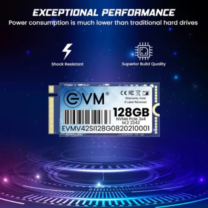 128GB M.2 2242 NVMe PCIe Gen 3×4 SSD EVM (1-Cut) – 1800MB/s Read | 550MB/s Write | 3D TLC NAND | Ultra-Compact High-Speed Storage