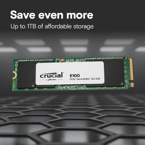 Crucial E100 480GB NVMe PCIe Gen4x4 SSD M.2 2280 (1-Cut)