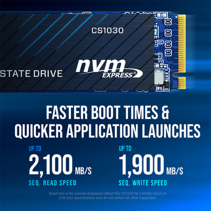 250GB M.2 2280 NVMe PCIe Gen 3×4 PNY SSD CS1030 (1-Cut) | Write Speed Up to 1,100 MB/s | Read Speed Up to 2,500 MB/s