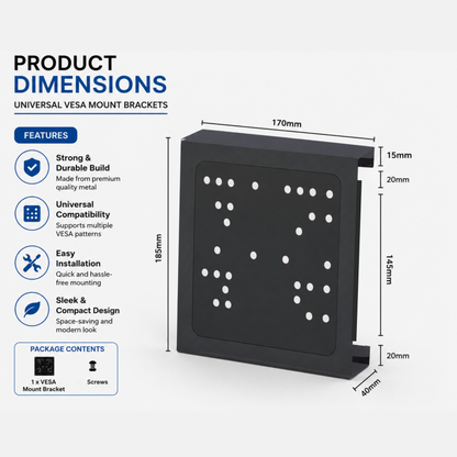 VESA Mount Bracket Kit for HP Tiny PCs | Universal Micro VESA Mount with Screws | All LCD Support