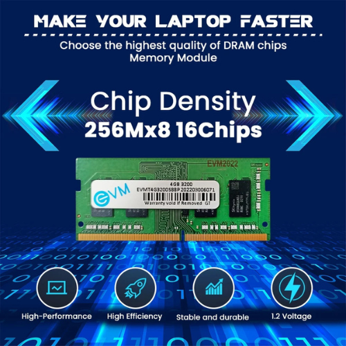 4GB DDR4 Laptop RAM 3200MHz EVM – High-Speed Memory for Smooth Performance | Perfect for Gaming, Office & Everyday Use | 10 Years Warranty (EVMT4G3200S84P)