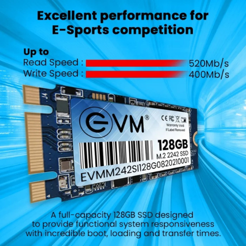 128GB M.2 2242 SATA III Internal Solid State Drive (SSD) EVM (2-Cut) – 520MB/s Read | 400MB/s Write | 3D NAND | Ultra-Compact Storage