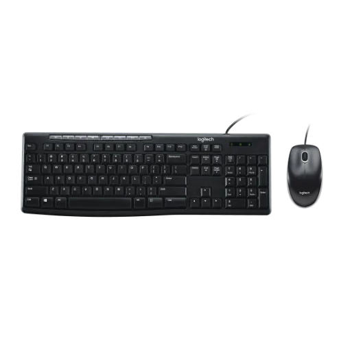 Logitech MK200 Multimedia USB Wired Keyboard and Mouse Combo  – Full-Size Keyboard, 8 Hotkeys, Spill-Resistant Design, USB Plug & Play for Windows PC/Laptop