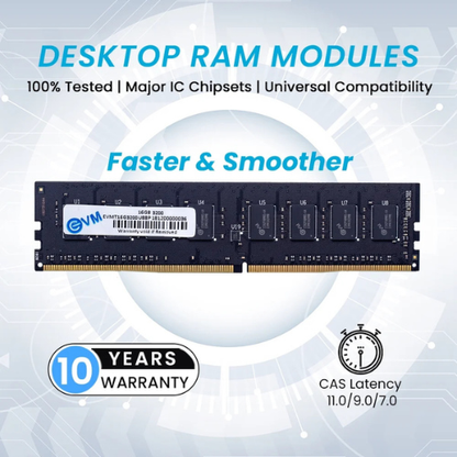16GB DDR4 Desktop RAM 3200MHz EVM  – High-Speed Memory for Gaming, Office & Professional Workloads | Stable & Efficient | 10 Years Warranty (EVMT16G3200U88P)