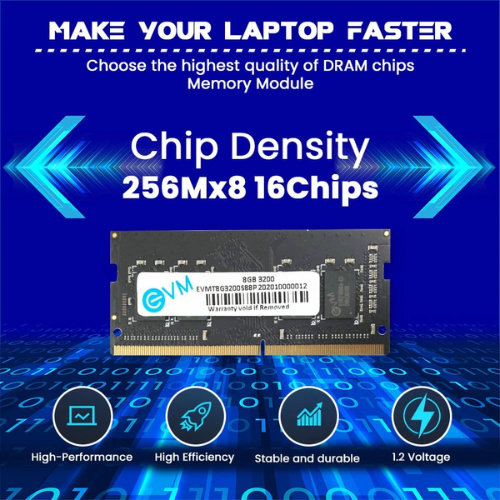 8GB DDR4 Laptop RAM 3200MHz EVM  – High-Performance Memory for Faster Multitasking | Perfect for Gaming, Office & Everyday Use | 10 Years Warranty (EVMT8G3200S88P)