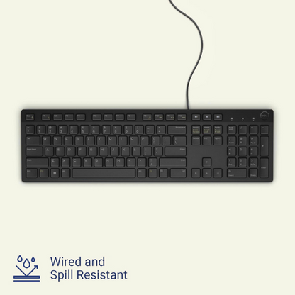 Dell KB216 Wired Multimedia Keyboard – Full-Size USB Keyboard with Chiclet Keys, Spill-Resistant Design & Multimedia Hotkeys