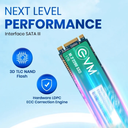 1TB M.2 2280 SATA III Internal Solid State Drive (SSD) EVM (2-Cut) – 550MB/s Read | 500MB/s Write | 3D NAND | High-Performance Compact Storage