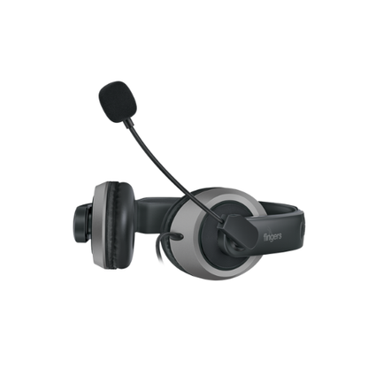 FINGERS USB-Meet H2 Wired Headphone with Flexible Mic | 40 mm Drivers | Crystal Clear Audio | Soft Cushions | Plug & Play USB – Black