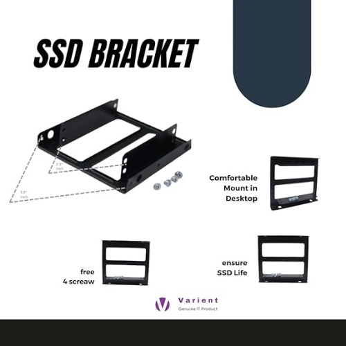 SSD Mounting Bracket for Desktop | 2.5" SSD / HDD to 3.5" | Black Metal Stand
