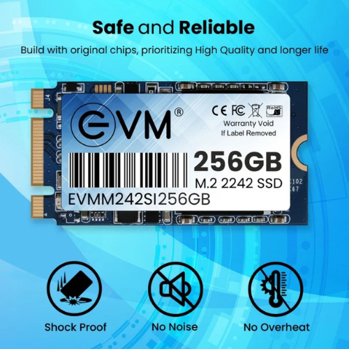 256GB M.2 2242 SATA III Internal Solid State Drive (SSD) EVM (2-Cut) - 520MB/s Read | 400MB/s Write | 3D NAND | Ultra-Compact High-Speed Storage