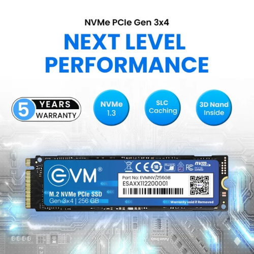 256GB M.2 2280 NVMe PCIe Gen 3×4 EVM SSD (1-Cut) | Up to 2000MB/s Read & 1500MB/s Write | 3D TLC NAND | Ultra-Compact High-Speed Storage