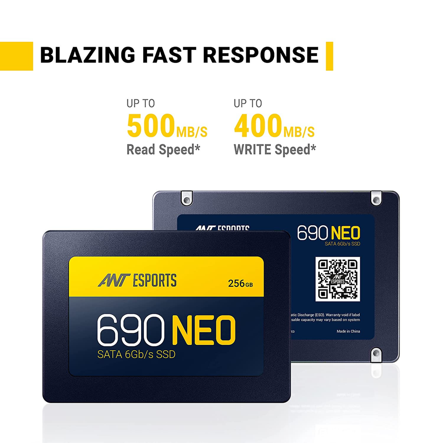 256GB Ant Esports 690 Neo 2.5 Inch SATA Internal SSD | Up to 500MB/s Read | 3D TLC NAND | High-Speed Solid State Drive for Laptop & Desktop | 3-Year Warranty