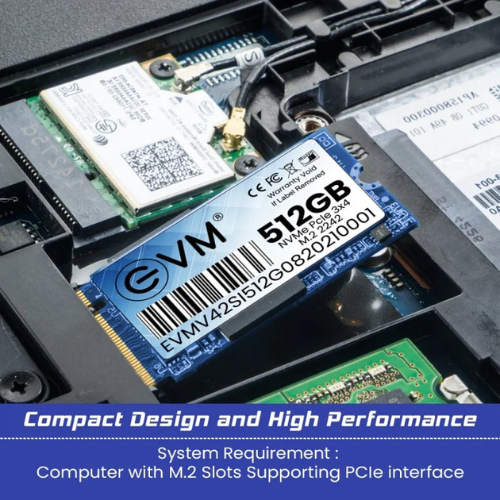 512GB M.2 2242 PCIe Gen 3×4 NVMe SSD EVM (1-Cut) – 2000MB/s Read | 1600MB/s Write | 3D TLC NAND | Ultra-Compact High-Speed Drive