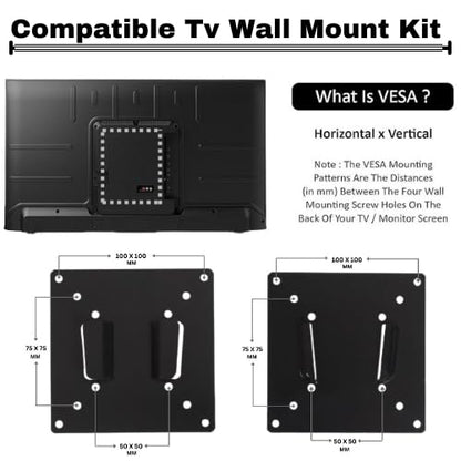 Universal Heavy Duty Wall Mount Bracket for 14–27 Inch LED/HD/Smart TVs | Fixed VESA Stand Kit