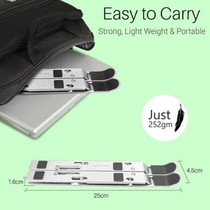 Ranz Laptop Cooling Pad Stand | Adjustable Ergonomic Aluminum Alloy Laptop Stand with Anti-Slip Pads & Hollow Airflow Design | Fits up to 15-Inch Laptops