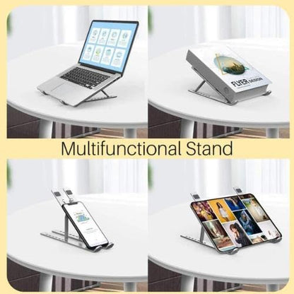 Ranz Laptop Cooling Pad Stand | Adjustable Ergonomic Aluminum Alloy Laptop Stand with Anti-Slip Pads & Hollow Airflow Design | Fits up to 15-Inch Laptops